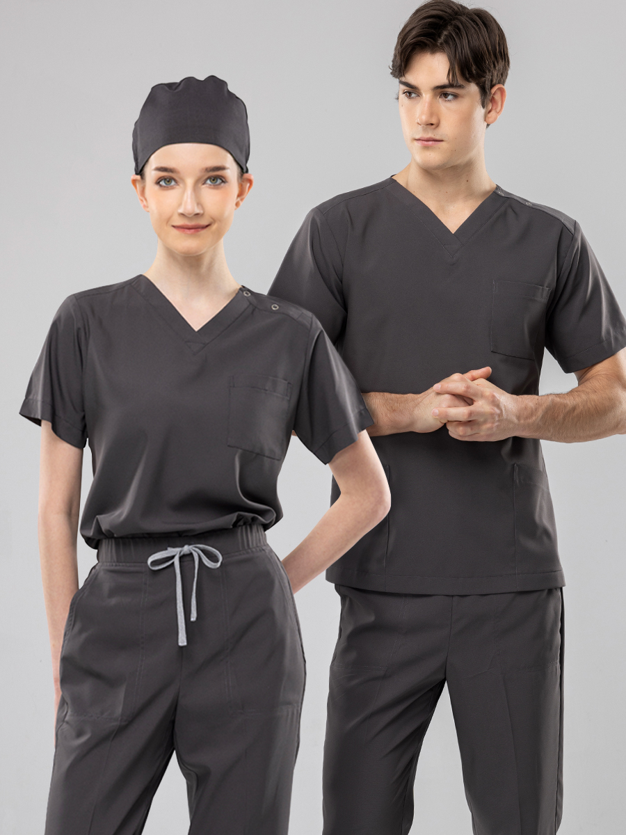 【 AC719-W7 】男女通用-刷手上衣-AC輕羽布-暗岩灰