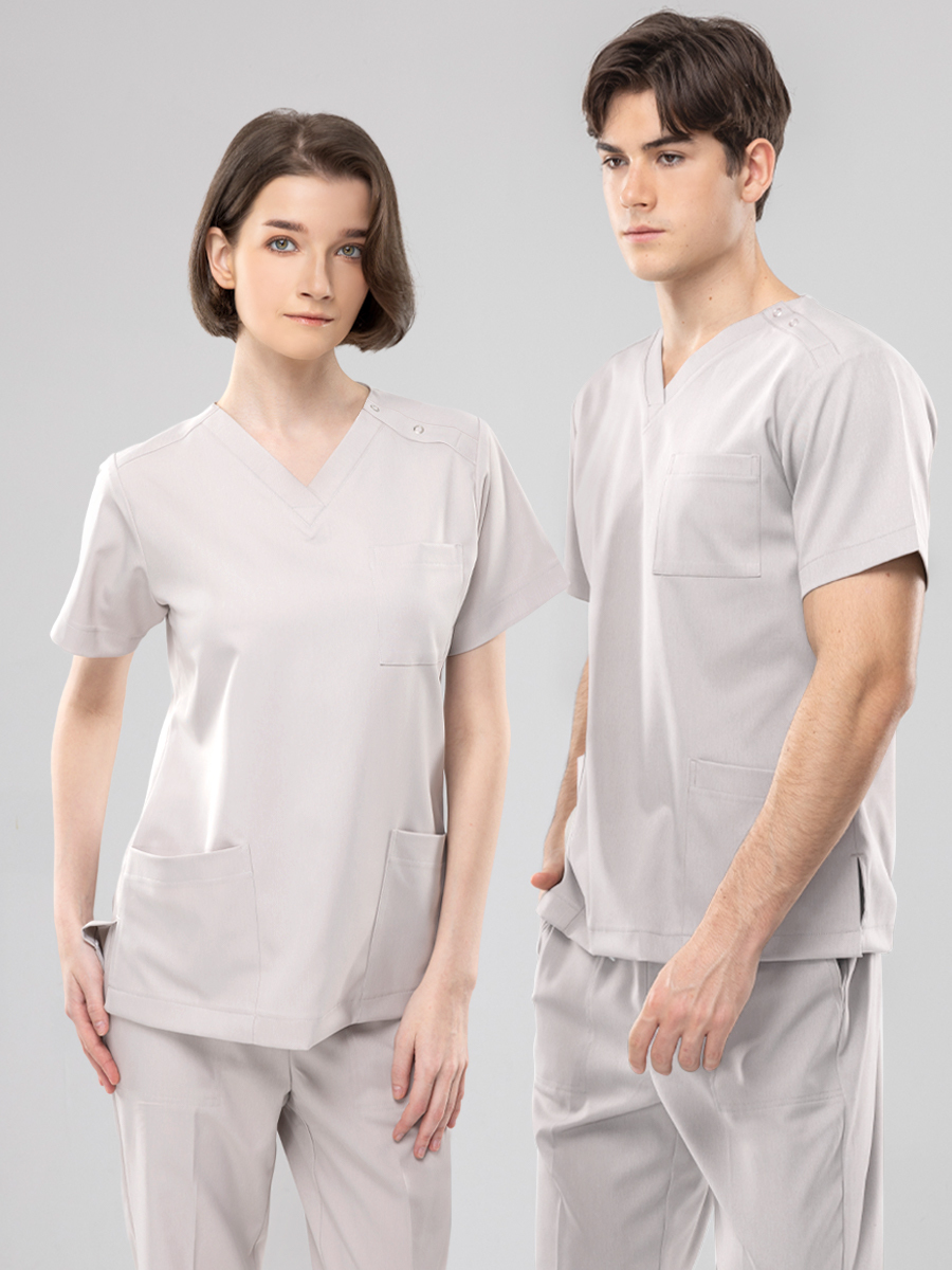 【 AB719-F1 】男女通用-刷手上衣-AB柔挺布-杏仁奶