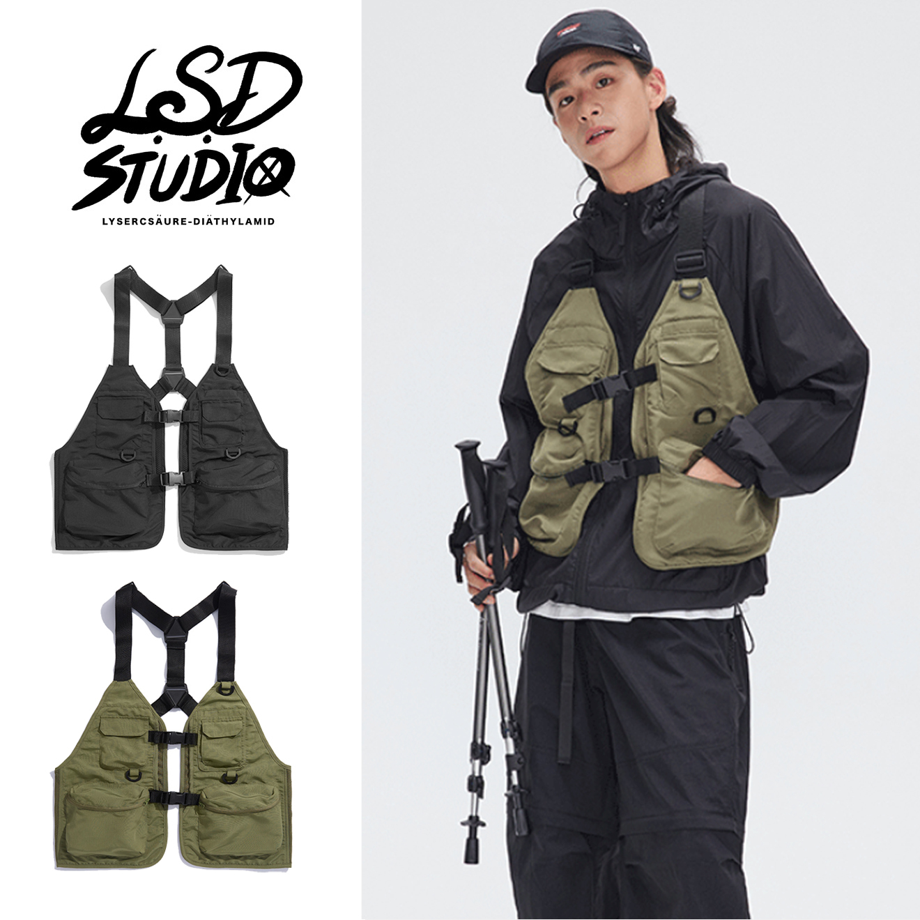 【VSTY1】機能三角扣帶工裝背心