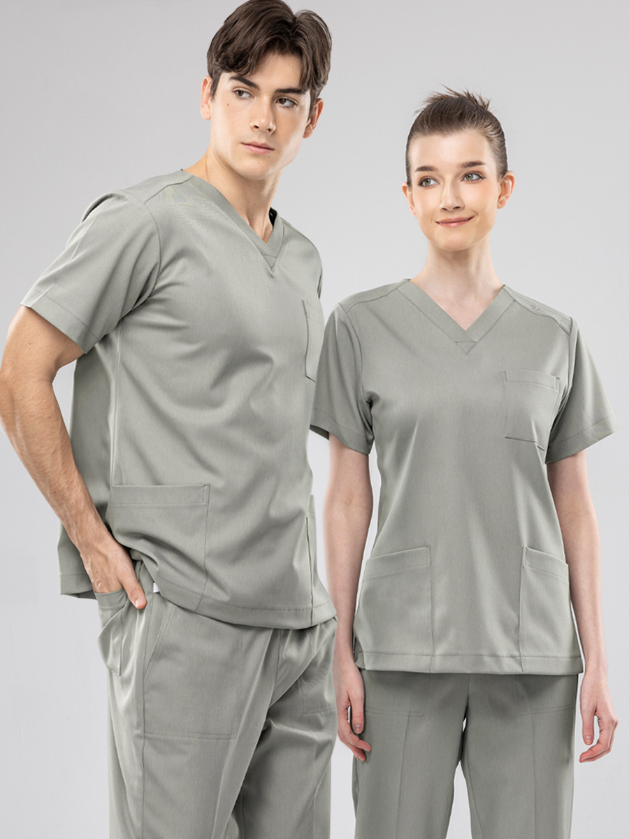 【 AB719-E2 】男女通用-刷手上衣-AB柔挺布-雪松綠