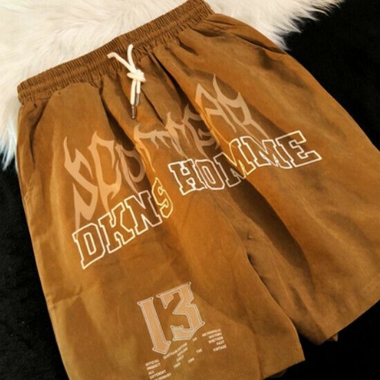 熱賣酷風字母哈倫直筒短褲【咖啡】【M-2XL碼】(下單後請聯絡客服確認發貨尺碼)