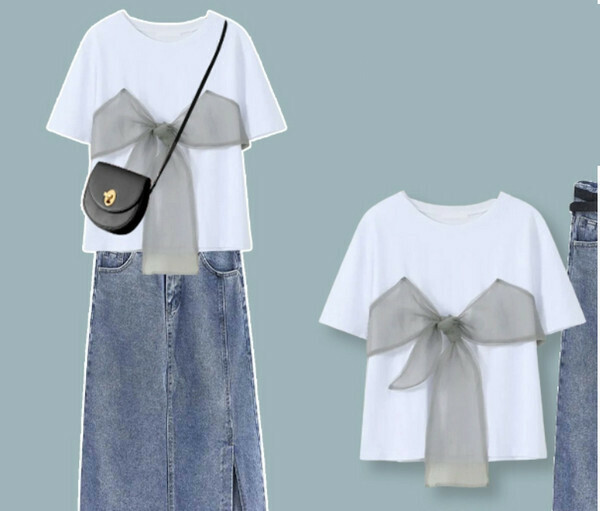 Gentle girly bow top#Single piece (white) (M-4XL) (Contact customer service to confirm size after placing an order) 