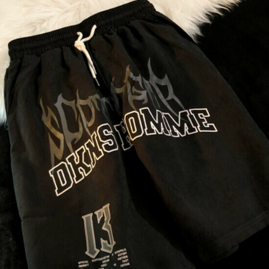 熱賣酷風字母哈倫直筒短褲【黑色】【M-2XL碼】(下單後請聯絡客服確認發貨尺碼)