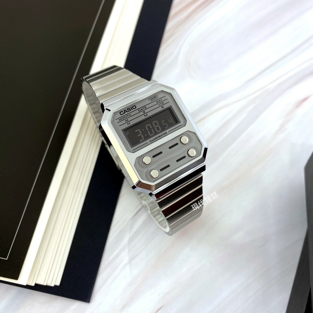 【CASIO 卡西歐】VINTAGE 復古金屬電子錶 A-100WE-7B 32.7mm 現代鐘錶