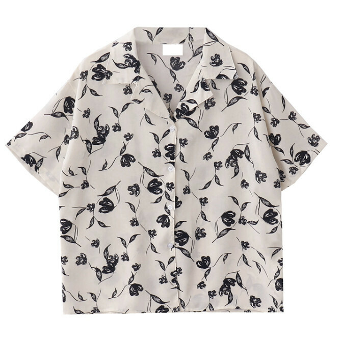 熱賣碎花襯衫【黑花】【S碼-L碼】（下單後請聯絡客服確認發貨尺碼）