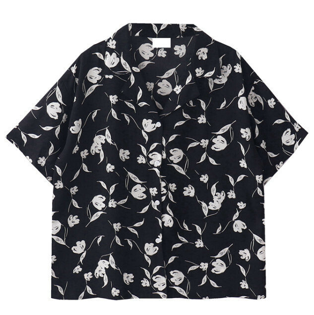 熱賣碎花襯衫【黑底白花】【M碼-L碼】（下單後請聯絡客服確認發貨尺碼）