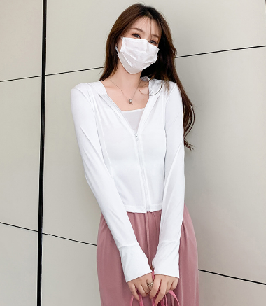 Slim Ice Silk Hooded Sunscreen Clothing (Cloud Gauze White) (Size: S-L) (Contact customer service to confirm the shipping size after placing an order)