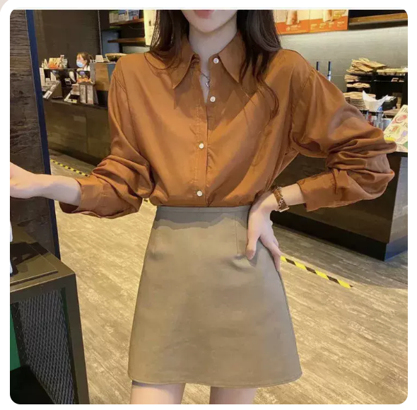 Long sleeve loose top (Caramel Size: S-3XL) (Please contact customer service to confirm the shipping size after placing an order)