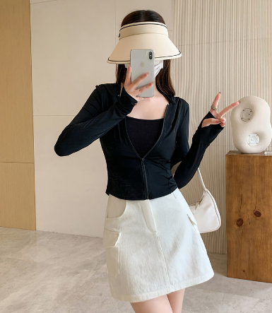 Slim Ice Silk Hooded Sunscreen Suit (Black) (Size: S-L) (Contact customer service to confirm the shipping size after placing the order)