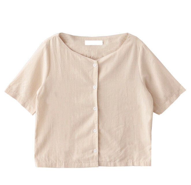 Hot selling round neck shirt [Apricot] [M-L] (please contact customer service to confirm the delivery size after placing the order)