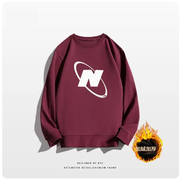 Crewneck sweatshirt [M-3XL] [burgundy - velvet thickening] (contact customer service to confirm the shipping size after placing an order) 