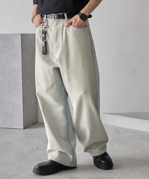 【代購】MONO-MART 復古寬版刷舊牛仔褲 9色