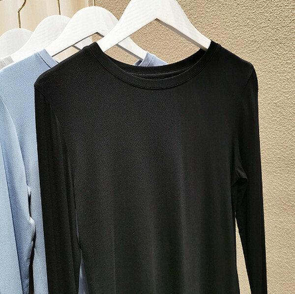 Slim Slim Crew Neck Long Sleeve Mask T-Shirt [Black] [One Size 80-130 lbs]