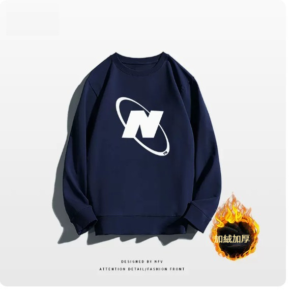 Crewneck sweatshirt [M-3XL] [Navy blue-velvet thickened] (contact customer service to confirm the shipping size after placing an order) 