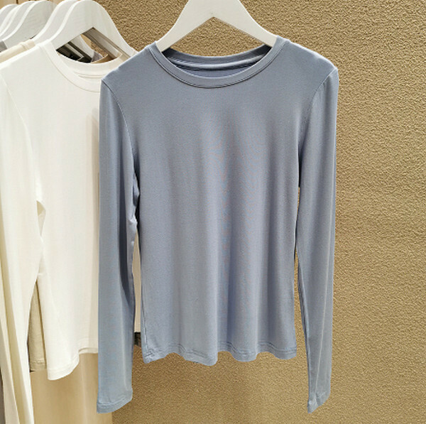 Thin Slim Crew Neck Long Sleeve Mask T-Shirt [Light Blue] [80-130 lbs One Size]