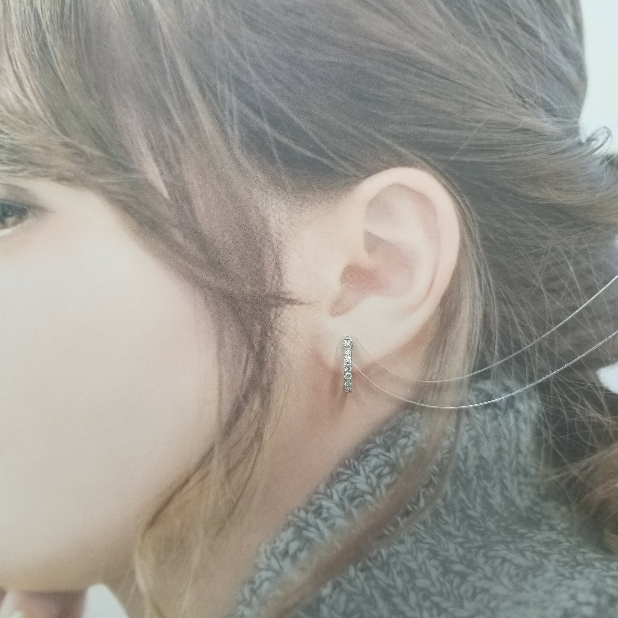 全新18K白金40份鑽石圈耳環