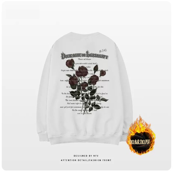 Crewneck sweatshirt [M-3XL] [White-Fleece Thickening] (Contact customer service to confirm the shipping size after placing an order) 