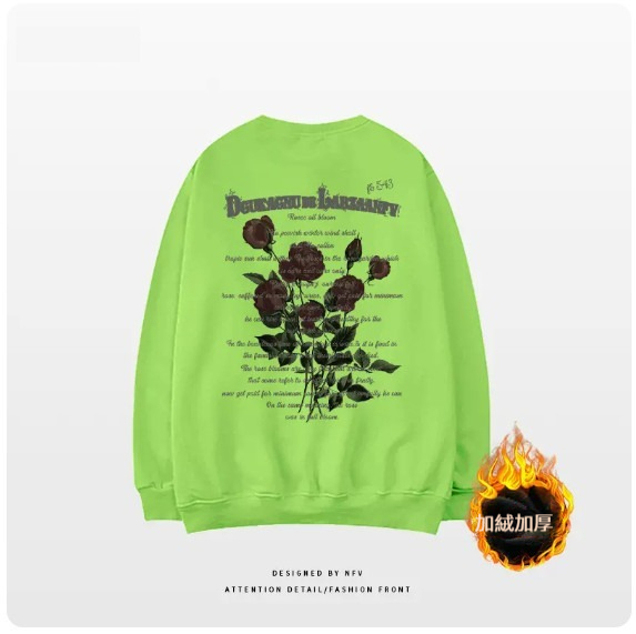 Crewneck sweatshirt [M-3XL] [fluorescent green-velvet thickening] (contact customer service to confirm the shipping size after placing an order) 