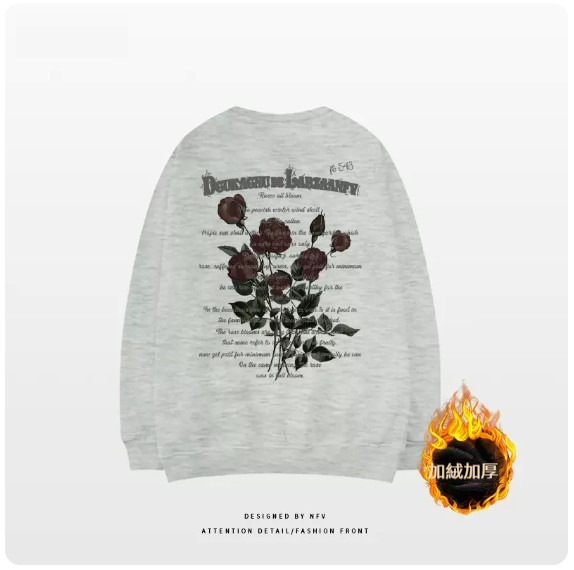 Crewneck sweatshirt [M-3XL] [Light gray - fleece thickened] (contact customer service to confirm the shipping size after placing an order) 