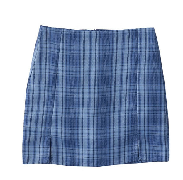 Hot selling blue plaid skirt [Size S-M] (please contact customer service to confirm the delivery size after placing the order)