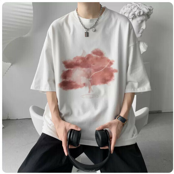 Plus size short sleeve T-shirt men's summer (white [size M_5XL] (contact customer service to confirm the shipping size after placing an order)