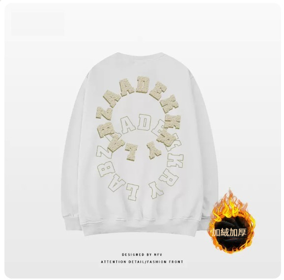 Crewneck sweatshirt [M-3XL] [White-Fleece Thickening] (Contact customer service to confirm the shipping size after placing an order) 
