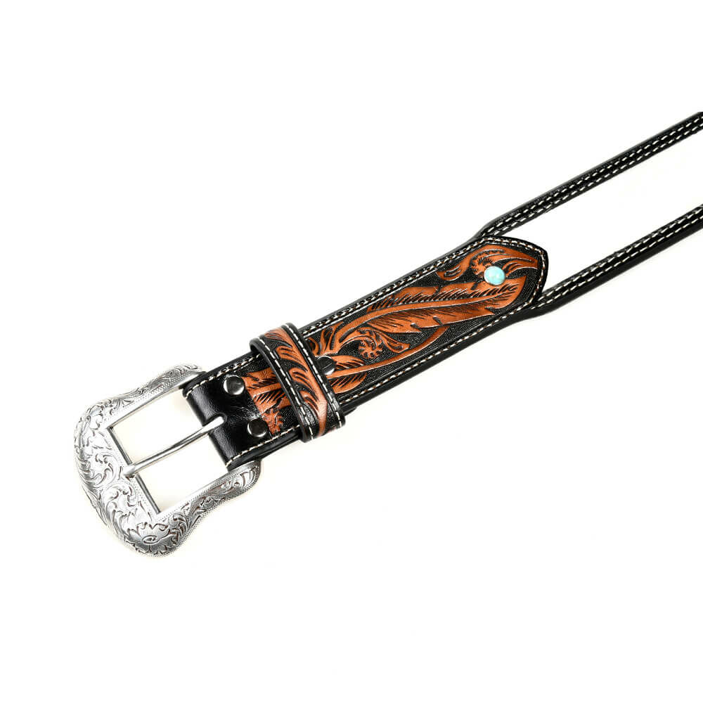 美式西部牛仔 寬版 真皮皮帶 潮牌真皮皮帶-新品