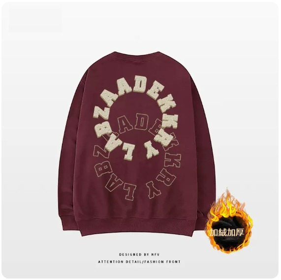 Crewneck sweatshirt [M-3XL] [burgundy - velvet thickening] (contact customer service to confirm the shipping size after placing an order) 