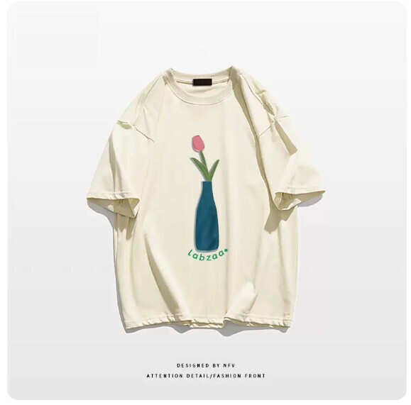 Crew neck T-shirt [M-3XL] [Apricot - 220g] (contact customer service to confirm the shipping size after placing an order) 