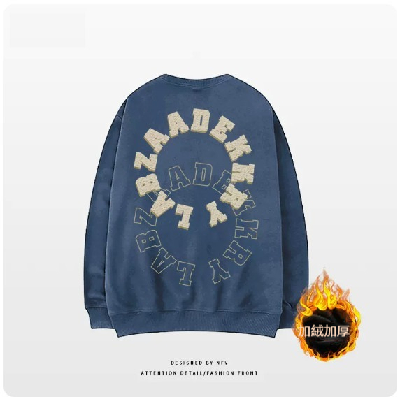 Crewneck sweatshirt [M-3XL] [Haze Blue-Fleece Thickening] (contact customer service to confirm the shipping size after placing an order) 