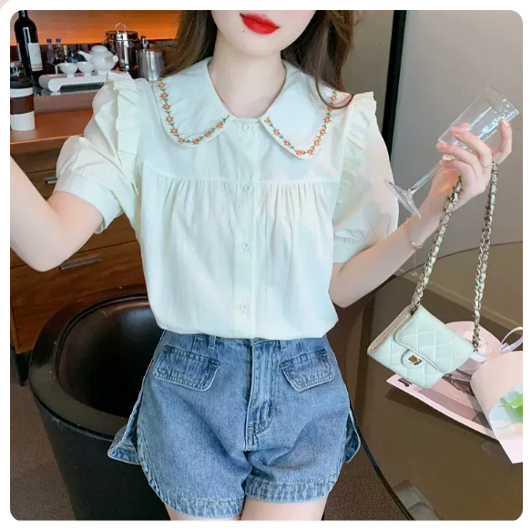 Short sleeve chiffon shirt (apricot size: S-3XL) (please contact customer service to confirm the shipping size after placing an order)