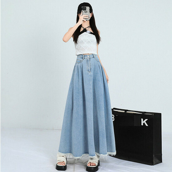Hot selling denim skirt [light blue] [XS-2XL size] (please contact customer service to confirm the delivery size after placing the order)