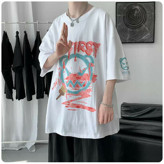 Short-sleeved T man (white [size S_5XL] (contact customer service to confirm the shipping size after placing an order)