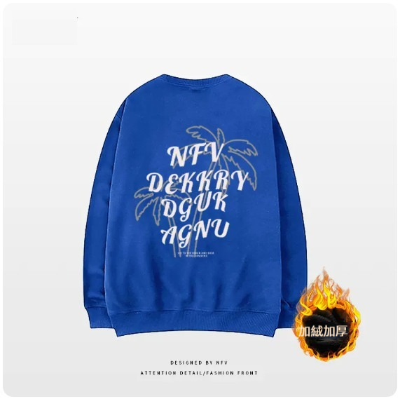 Crewneck sweatshirt [M-3XL] [Royal Blue-Fleece Thickening] (contact customer service to confirm the shipping size after placing an order) 