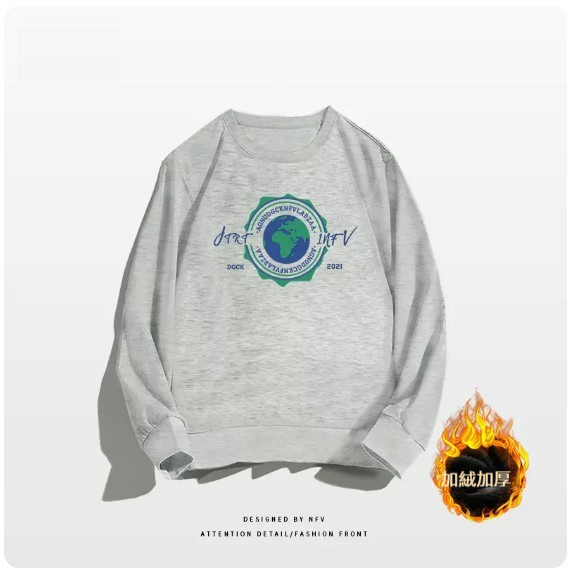 Crewneck sweatshirt [M-3XL] [Light gray - fleece thickened] (contact customer service to confirm the shipping size after placing an order) 