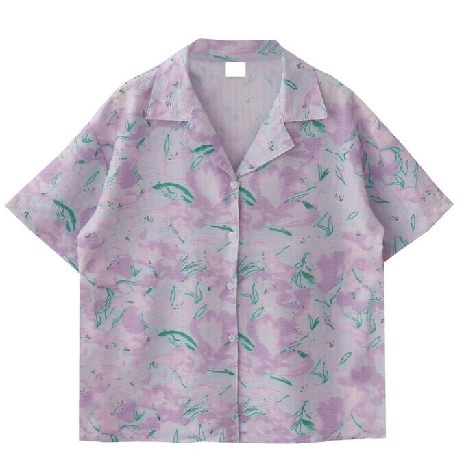 熱賣碎花襯衣【紫色】【S碼-L碼】（下單後請聯絡客服確認發貨尺碼）