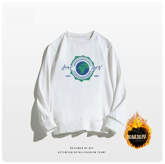 Crewneck sweatshirt [M-3XL] [White-Fleece Thickening] (Contact customer service to confirm the shipping size after placing an order) 