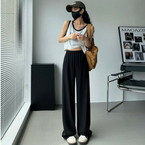 Hot Selling Thin Wide Leg Pants [Black Extended] [XS-2XL] (Please contact customer service to confirm the delivery size after placing the order)