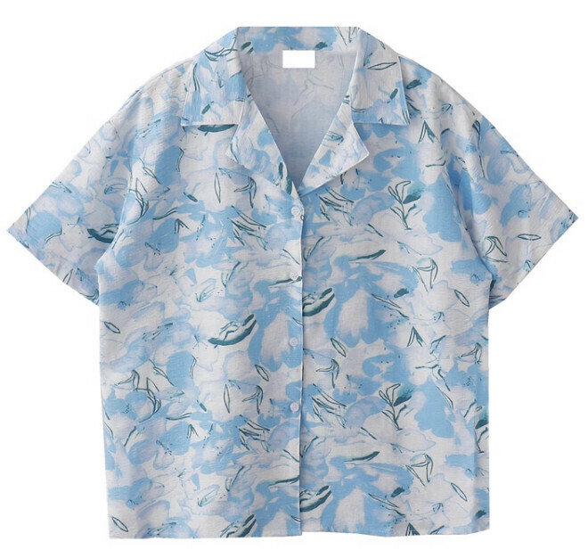 熱賣碎花襯衣【藍色】【S碼-L碼】（下單後請聯絡客服確認發貨尺碼）