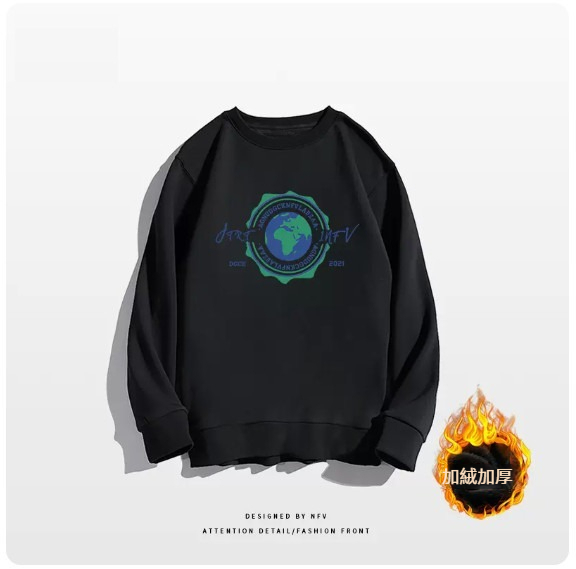 Crewneck sweatshirt [M-3XL] [Black-Fleece thickening] (contact customer service to confirm the shipping size after placing an order) 
