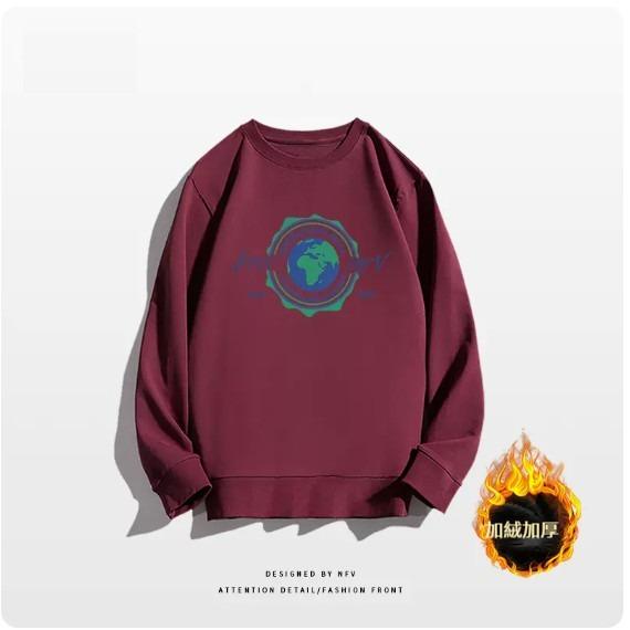 Crewneck sweatshirt [M-3XL] [burgundy - velvet thickening] (contact customer service to confirm the shipping size after placing an order) 