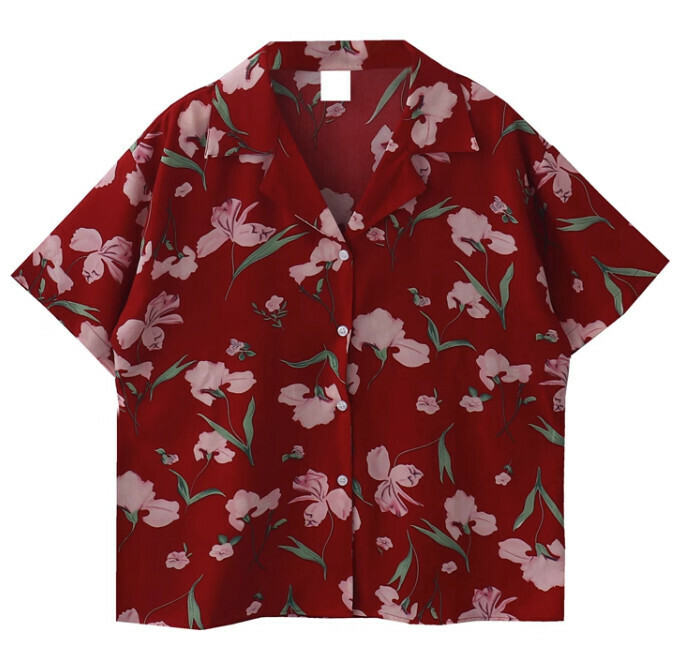 熱賣碎花襯衫【紅色】【S碼-L碼】（下單後請聯絡客服確認發貨尺碼）