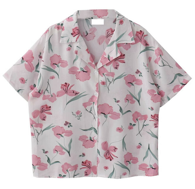 熱賣碎花襯衫【白色】【S碼-M碼】（下單後請聯絡客服確認發貨尺碼）