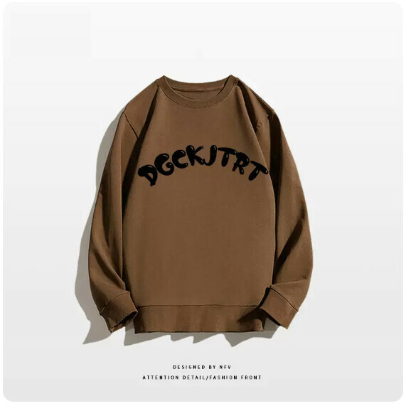 Crewneck sweatshirt [M-3XL] [Brown-thin] (contact customer service to confirm the shipping size after placing an order) 