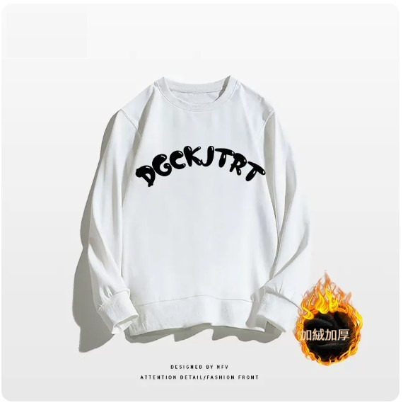 Crewneck sweatshirt [M-3XL] [White-Fleece Thickening] (Contact customer service to confirm the shipping size after placing an order) 