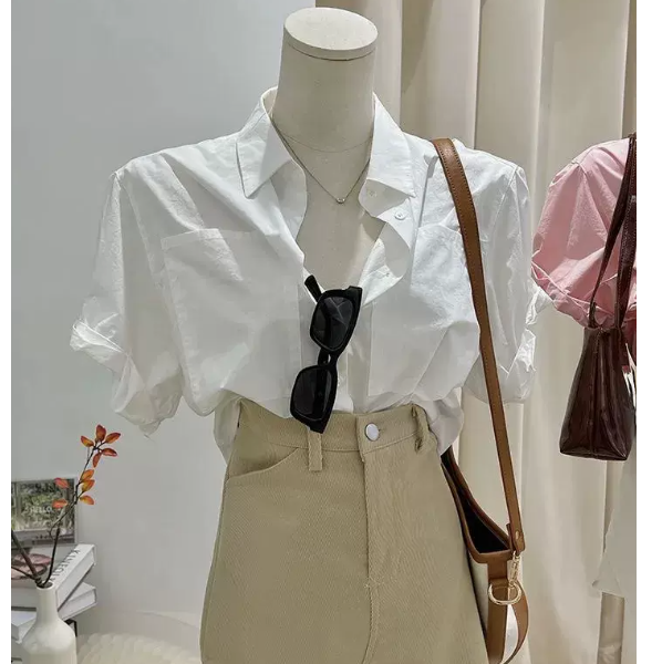 Thin cotton loose casual top (white size: S-3XL) (please contact customer service to confirm the shipping size after placing an order)