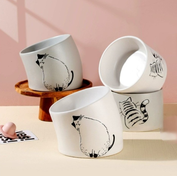 貓咪護頸陶瓷斜口碗