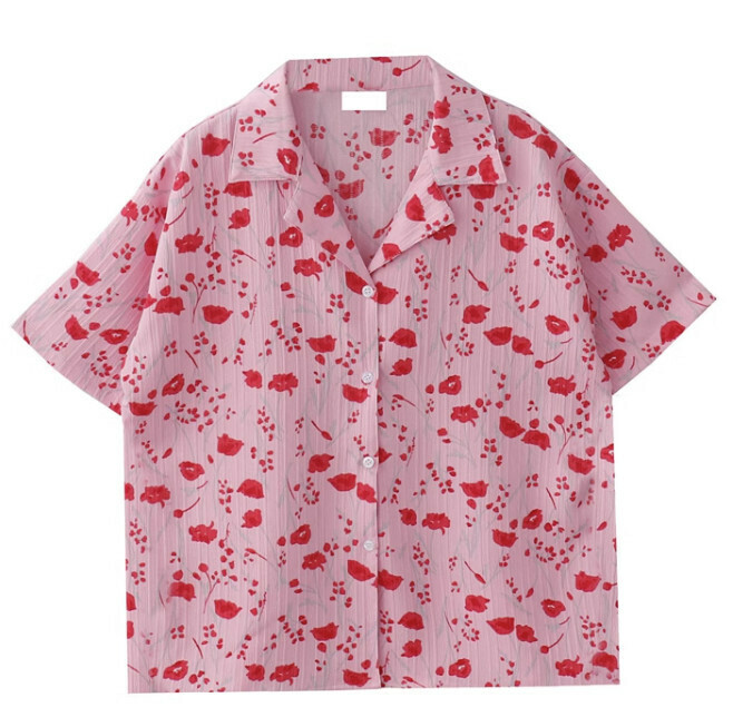 熱賣碎花襯衫【粉色底】【S碼-L碼】（下單後請聯絡客服確認發貨尺碼）