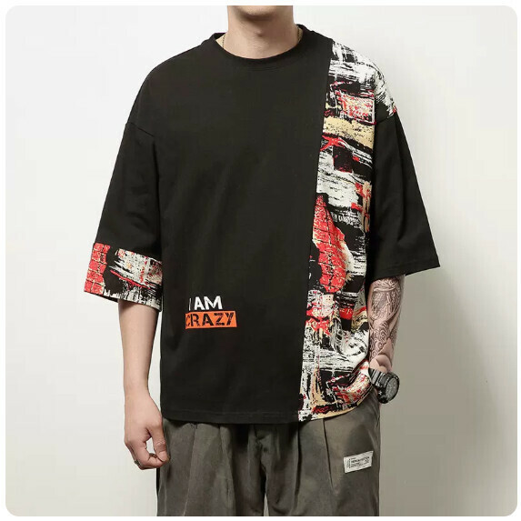 熱賣短袖T恤男（黑色B【M_5XL碼】（下單後聯繫客服確認發貨尺碼）