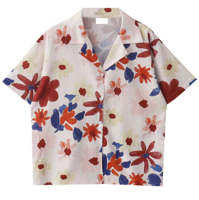 熱賣油畫印花襯衫【紅色】【S碼-L碼】（下單後請聯絡客服確認發貨尺碼）
